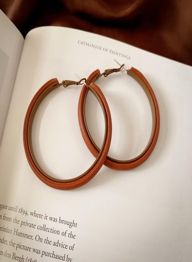 Aetherix Hoop Earrings for Women Leather Hoop Earrings-Medium/Large Hoops-Lightweight hoop - Image 4